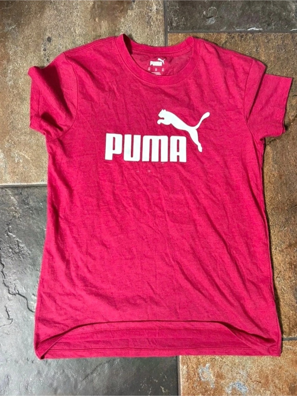 Puma Short Sleeve Logo Tee in Pink Size XS